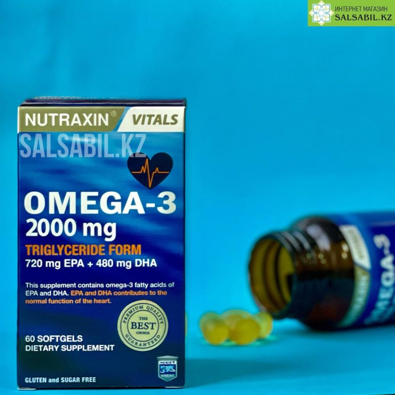 Omega-3 Nutraxin Норвегиялық мұхит балығынан, 2000 мг, 60 капсула